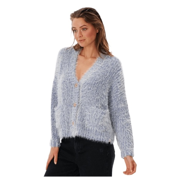 Rip Curl Fuzzy Baby Blue Lightweight Cardigan Sweater - Picture 13 of 16